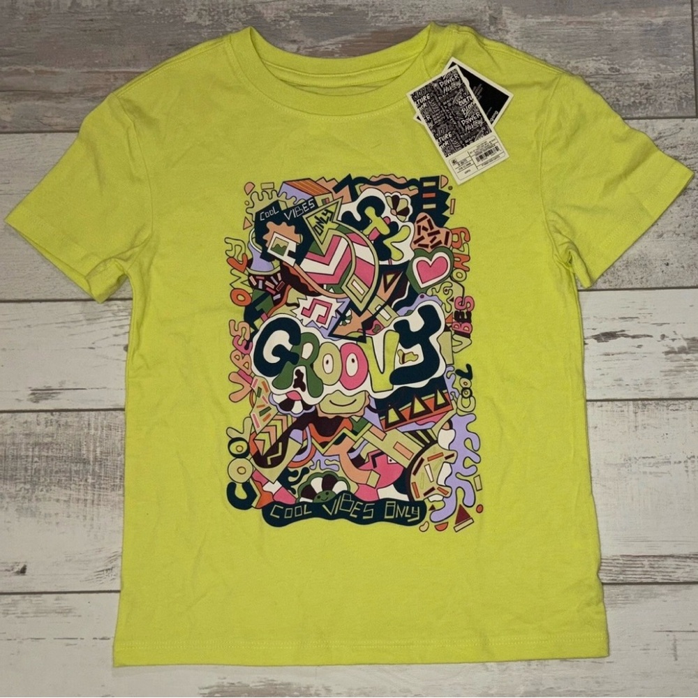 Target Yellow Short Sleeve Tee with Graphic Design